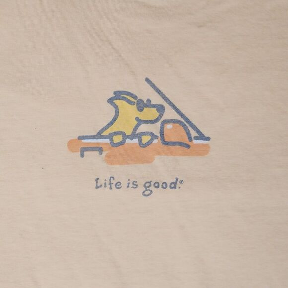 Life Is Good Tops - Life is Good Light Peach Rocket Dog in Car Relaxed Fit T-shirt Women's L